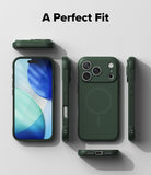 iPhone 17 Pro Max Case | Onyx Magnetic - Dark green phone case shown from multiple angles with a magnetic ring on the back.
