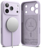 iPhone 17 Pro Max Case | Silicone Magnetic - Lavender silicone case with magnetic charger and suede-lined interior.
