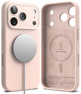iPhone 17 Pro Max Case | Silicone Magnetic - Light pink magnetic silicone case shown from back and interior views.