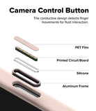 [Bundle] iPhone 17 Pro Max | Silicone Magnetic - iPhone 17 Pro Max | Silicone Magnetic - Exploded view of a phone case camera button showing PET, PCB, silicone, and frame.