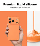 [Bundle] iPhone 17 Pro Max | Silicone Magnetic - iPhone 17 Pro Max | Silicone Magnetic - Hand holding an orange silicone phone case next to pouring liquid silicone.