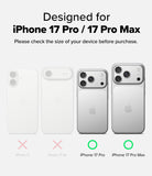 iPhone 17 Pro Max / 17 Pro | Camera Lens Frame Glass - Comparison chart showing camera lens glass compatibility for iPhone 17 Pro and Pro Max models.