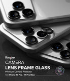 [Bundle] iPhone 17 Pro | Fusion Bold Magnetic Matte - Close-up of silver iPhone camera lenses with black glass protectors.