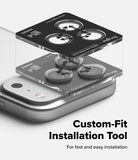 [Bundle] iPhone 17 Pro Max | Fusion Bold Magnetic Matte - Installation tool aligning tempered glass lens protectors.