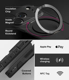 iPhone 17 Pro Case | Alles - Features showing a magnetic kickstand, covered buttons, Apple Pay, wireless charging, and NFC.