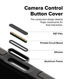 [Bundle] iPhone 17 Pro | Alles - Exploded view of camera control button layers: PET film, PCB, silicone, and aluminum frame.