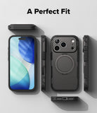 iPhone 17 Pro Case | Alles - Black protective phone case shown from multiple angles with a MagSafe ring on the back.