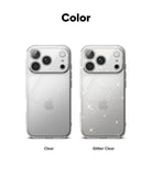 iPhone 17 Pro Case | Air - Two iPhone 17 Pro phones in clear and glitter clear protective cases side-by-side.
