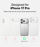 iPhone 17 Pro Case | Fusion-X - Comparison chart showing iPhone 17 Pro highlighted with a green checkmark among other models.