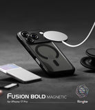 [Bundle] iPhone 17 Pro | Fusion Bold Magnetic Matte - Matte black phone case with magnetic ring charging on dark surface.