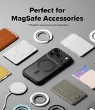 iPhone 17 Pro Case | Fusion Bold Magnetic Matte - Matte black phone case surrounded by various MagSafe accessories.