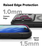 iPhone 17 Pro Case | Fusion Bold Magnetic Matte - Close-up showing 1.0mm camera edge and 1.5mm screen bezel protection.