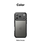 iPhone 17 Pro Case | Fusion Bold Matte - Matte smoke iPhone case with a black camera module and translucent back.