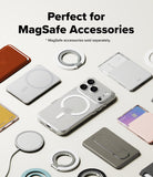 [Combo] iPhone 17 Pro | Folio Grip Wallet Magnetic + Fusion Magnetic - iPhone 17 Pro - Clear phone case with MagSafe ring surrounded by various magnetic wallets, grips, and chargers.