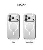 iPhone 17 Pro Case | Fusion Magnetic - Two clear magnetic iPhone cases side-by-side, labeled Clear and Matte Clear.
