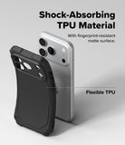 iPhone 17 Pro Case | Rugged Gear - iPhone 17 Pro Case - Rugged black TPU case shown next to a silver iPhone 17 Pro, highlighting shock-absorbing material.