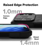 iPhone 17 Pro Case | Rugged Gear - Close-up of phone case showing 1.0mm camera edge and 1.4mm screen bezel protection.