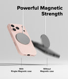 iPhone 17 Pro Case | Silicone Magnetic - Pink phone case securely attached to a magnetic charger versus a falling phone.