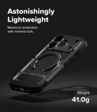 iPhone 17 Pro Case | UX Magnetic - A black, lightweight magnetic phone case shown at an angle against a dark background.