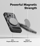 iPhone 17 Pro Case | UX Magnetic - A magnetic case holding a charger while a phone without a case falls away.