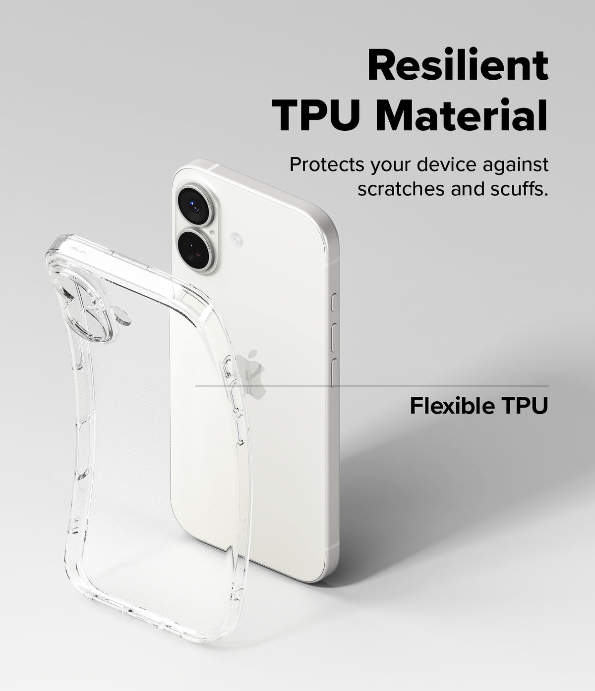 iPhone 17 Case | Air - A clear, flexible TPU phone case shown next to a white iPhone, highlighting its protective material.