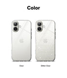 iPhone 17 Case | Air - Two clear iPhone 17 cases side-by-side, one plain and one with a glitter finish.