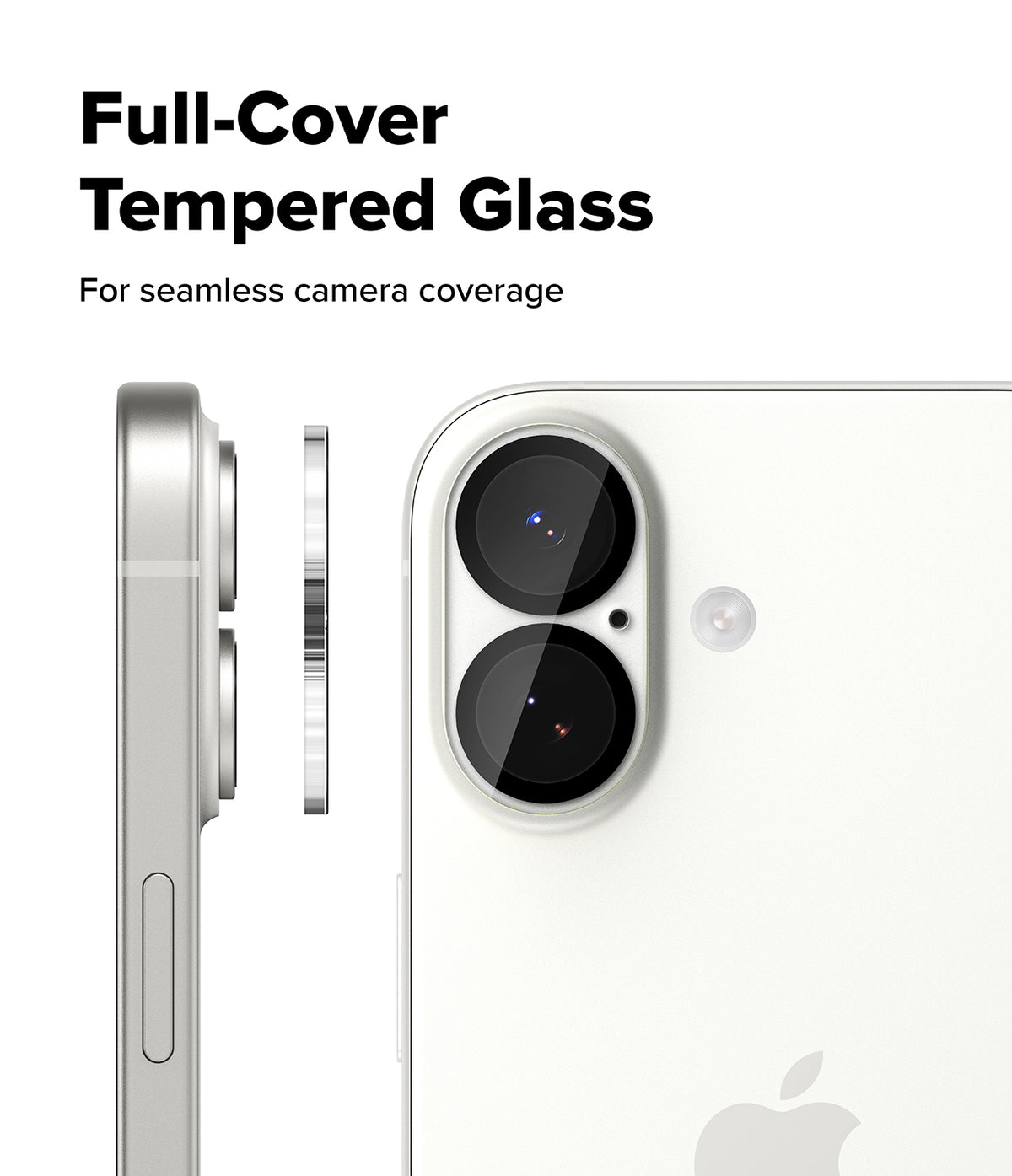 iPhone 17 | Camera Glass - Tempered glass lens protector aligning with the dual camera module of a white iPhone.