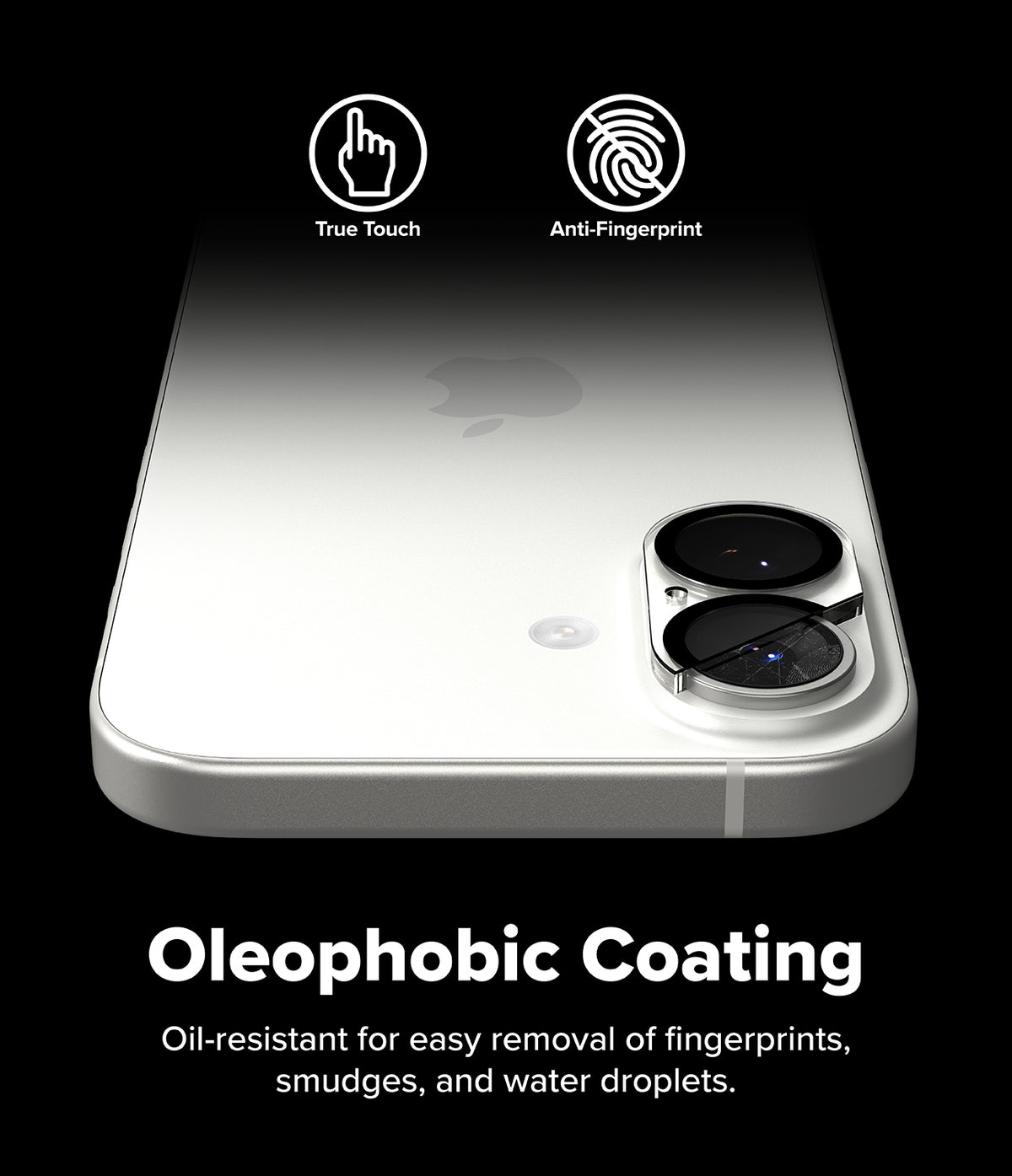 iPhone 17 | Camera Glass - Close-up of iPhone 17 camera lens protector highlighting oleophobic, anti-fingerprint coating.