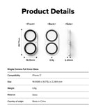iPhone 17 | Camera Glass - Technical diagram showing front, back, and side views of camera lens protector with dimensions.