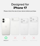 iPhone 17 | Camera Lens Frame Glass - Comparison chart showing iPhone 17 compatibility versus other models with X marks.