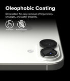 iPhone 17 | Camera Lens Frame Glass - iPhone 17 | Camera lens protector with oleophobic coating showing True Touch and Anti-Fingerprint icons on a phone back.