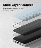 iPhone 17 Screen Protector | Easy Slide Privacy Tempered Glass - iPhone 17 Screen Protector - Exploded view showing multiple protective layers of tempered glass above an iPhone screen.