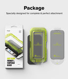 iPhone 17 Screen Protector | Easy Slide Privacy Tempered Glass - iPhone 17 Screen Protector - Packaging box, green installation tray, and privacy tempered glass screen protector.