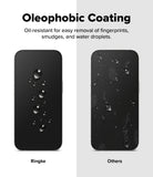 iPhone 17 Screen Protector | Easy Slide Tempered Glass - Comparison showing clean water beads on Ringke vs smudged screen.
