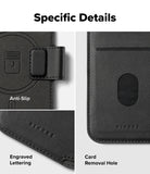 [Combo] iPhone 17 Cover | Folio Grip Wallet Magnetic + Fusion Magnetic - Close-ups of black leather wallet features.