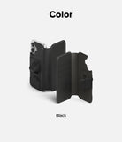 iPhone 16 Cover | Folio Grip Wallet Magnetic - Black folio wallet case with card slots and hand strap for iPhone 16.