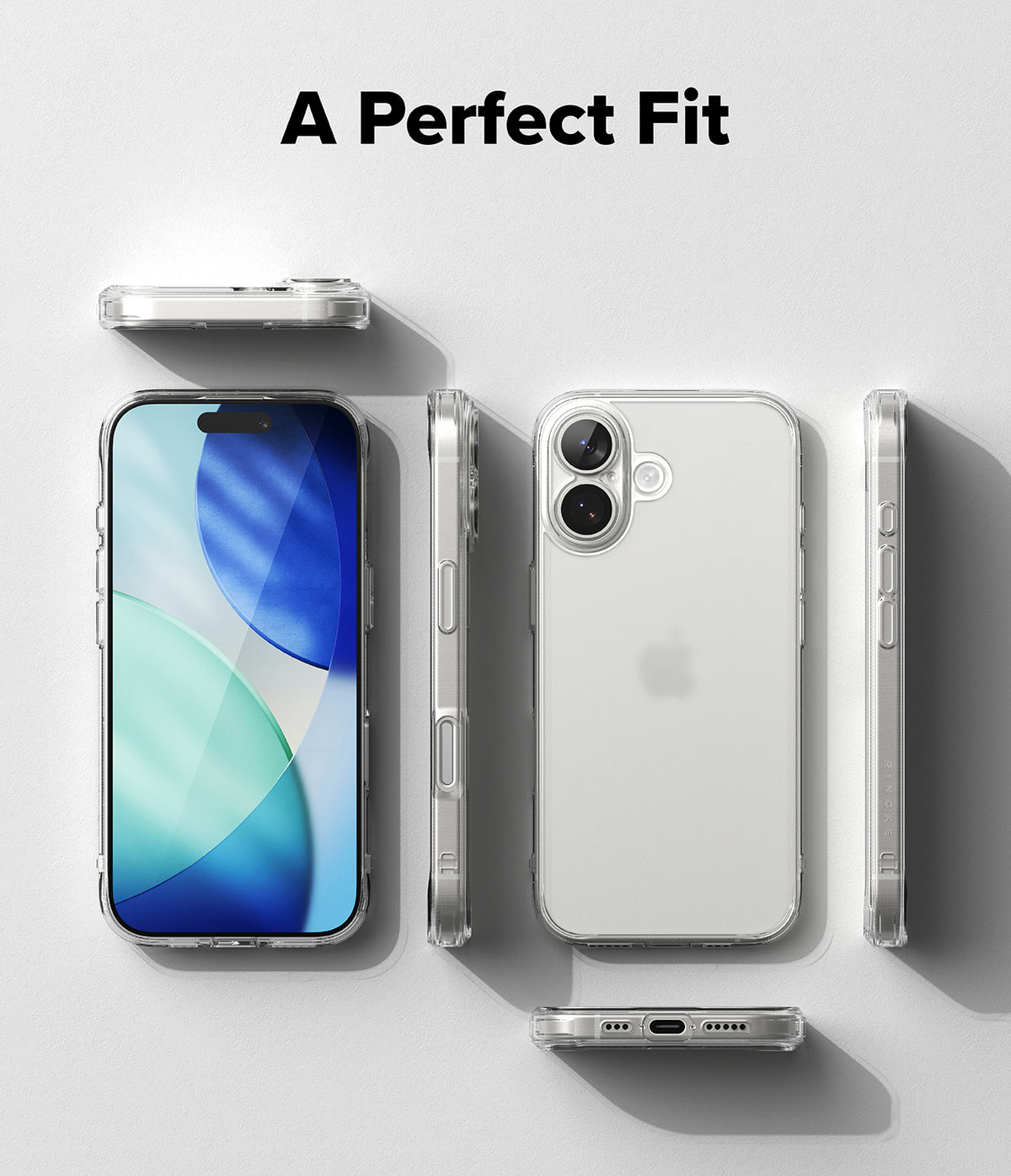 iPhone 17 Case | Fusion Matte - Multiple angles of a matte clear iPhone case showing front, back, and side profiles.