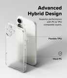 iPhone 17 Case | Fusion Matte - Clear phone case showing flexible TPU edges and a hard PC back panel on an iPhone.
