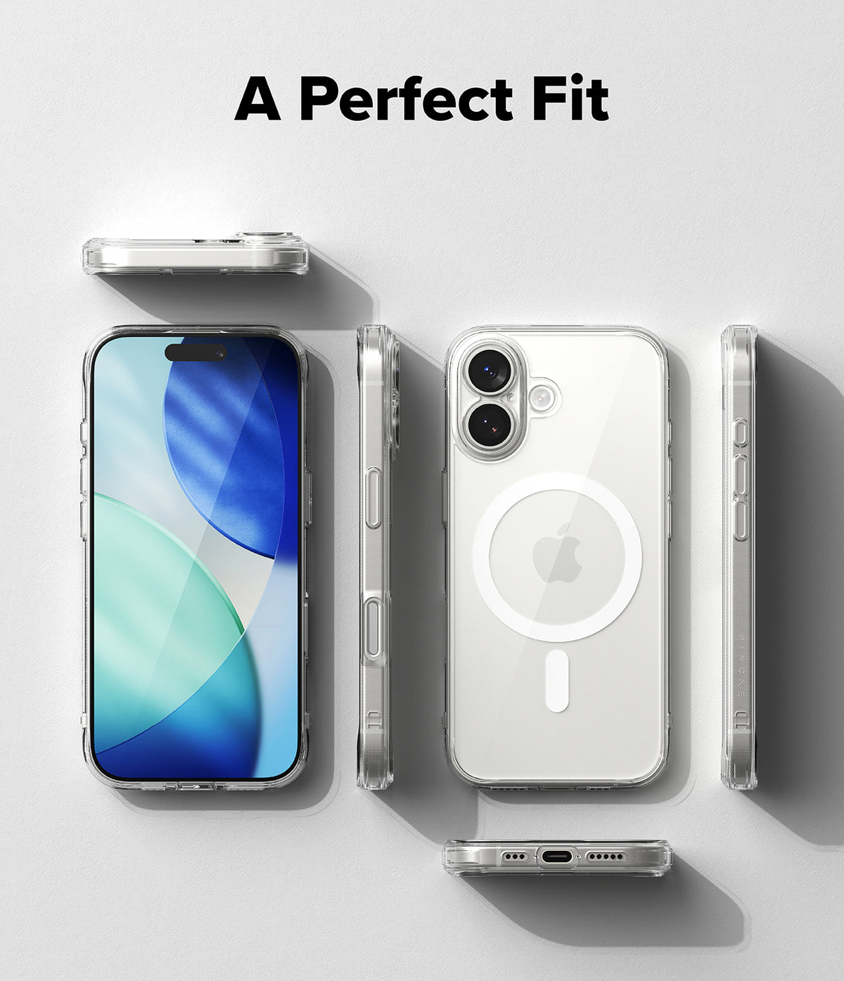 iPhone 17 Case | Fusion Magnetic - Clear magnetic phone case shown from multiple angles with a phone inside.