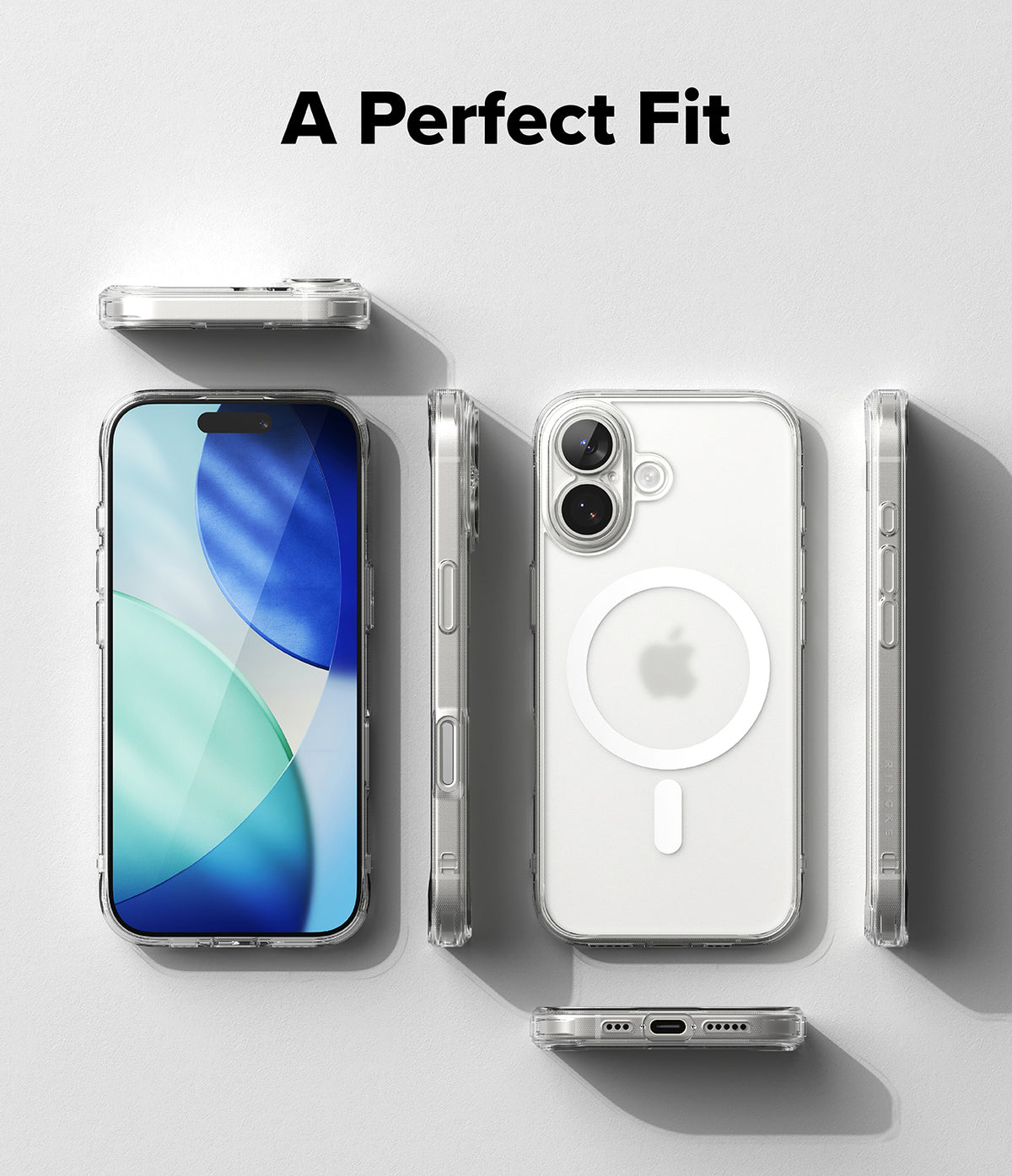 iPhone 17 Case | Fusion Magnetic Matte - Multiple views of a clear magnetic phone case showing front, back, and sides.