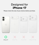 iPhone 17 Case | Onyx - Comparison chart showing iPhone 17 is the only compatible model among four iPhone 17 variants.