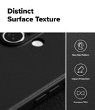 iPhone 17 Case | Onyx - Close-up of black textured phone case with icons highlighting non-slip grip, impact protection, and TPU.