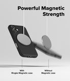 [Bundle] iPhone 17 | Onyx Magnetic - A black iPhone 17 case held by a magnet versus a phone falling without a magnetic case.