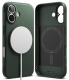 iPhone 17 Case | Onyx Magnetic - Dark green phone case showing exterior with magnetic charger and interior magnetic ring.