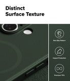 [Bundle] iPhone 17 | Onyx Magnetic - iPhone 17 | Onyx Magnetic - Close-up of dark green phone case texture with icons for non-slip, impact protection, and TPU.