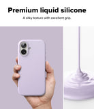 [Bundle] iPhone 17 | Silicone Magnetic - Hand holding a lavender iPhone 17 silicone case next to liquid silicone pouring.