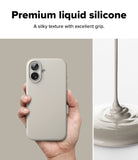 [Bundle] iPhone 17 | Silicone Magnetic - iPhone 17 | Silicone Magnetic - Hand holding a beige silicone phone case next to liquid silicone pouring into a pool.