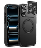 [Bundle] iPhone 18 Pro / Pro Max | Alles + AR Protectors - Black Ringke protective phone case shown from the back on a white background, with a phone inserted and a small accessory card visible near the camera cutout.