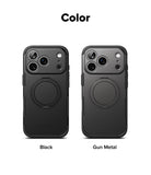 iPhone 18 Pro / Pro Max Case Alles all-groups - Two phone cases, one black and one gun metal, on a white background with 'Color' text above.