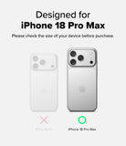 iPhone 18 Pro Max Screen Protector | Easy Slide Privacy Tempered Glass (2 Pack) - A compatibility graphic showing a phone case designed for the iPhone 18 Pro Max. The right side shows a silver iPhone 18 Pro Max with a clear case fitted, labeled 'iPhone 18 Pro Max' with a green circle icon.